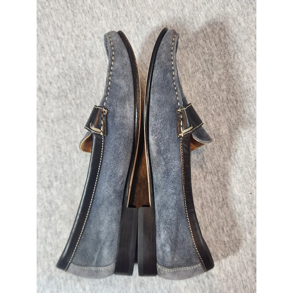 Coach Loafers Womens 6.5 Blue Suede Leather Buckle slip on Shoes